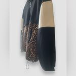 ZARA Basic Black Leopard Print Color Block Lightweight Hoodie Sweatshirt XS Photo 4