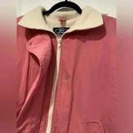 VTG Woolrich Pink Nylon Cream Fleece Lined Jacket Logo Collared Size Large Photo 9