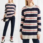 J.Crew • Gabby Striped Cable-knit Sweater tunic merino wool navy cream red Photo 1