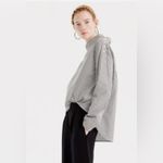 J.Crew  Funnel Neck Striped Shirt Size 6 Black White Shoulder Buttons Poplin Photo 2