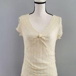 Nine & Co. Cream Cap Sleeve Lace Top L Photo 0