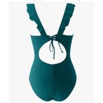 Cupshe -Teal Green Ruffle flirty One Piece Swimsuit Open Back Women's XXL Photo 1