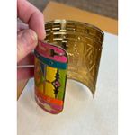 Colorful Geometric Wide Cuff Bracelet With Gold Photo 2
