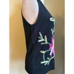 SwEATERWORKS Black Floral Applique Tank Top L boho whimsigothfiry Y2K pink Size L Photo 1