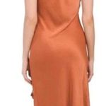 NWT House of Harlow 1960 Maxi Dress Satin Silky Orange Ruched Tie Front Side XS Photo 1