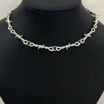 Barbed Wire Necklace Halloween Silver Tone Edgy Punk Gothic Statement 19.5in New Photo 0