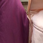 Purple and pink two tone puffer jacket with detachable hoodie and pockets. Size M Photo 2