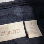 Chico's Chico’s Navy Blue Lace Open Front Lightweight 100% Linen Jacket Blazer Small EUC Photo 2