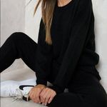 Two Piece Long Sleeve Shirt Top Pants Joggers Set Black Photo 0