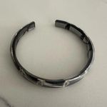 Anthropologie Eco-Resin and Jute Narrow Open Cuff in Grey and Beige Tan Photo 0