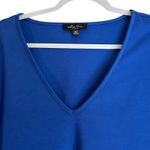 Melissa Paige Woman 1X Top Tunic Button Shoulders Slit Sleave Royal Blue Office Photo 2