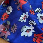 Royal Blue and Orange Floral Decorative Rectangular Scarf Photo 2