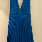 Sincerely Jules  Blue Sleeveless Deep V Neck Pleated Blue Dress Size M NWT Photo 0