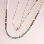 Liz Claiborne Dainty Gold Tone Chain Green Beaded Boho Necklace Photo 3