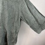 Flax  Womens Button Up Top L Large Green 100% Linen 3/4 Wide Sleeve Minimalist Photo 2