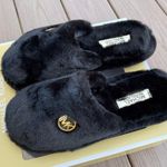 Michael Kors Black Alexis Closed Toe Sherpa Slides Photo 4