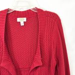 Talbots  Plus Size 1X Cardigan Knit Sweater Red Cable Button Front Office 1722 Photo 2