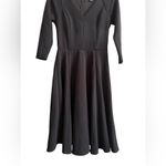 Anthropologie  Modcloth Ponte Dress Swing Fit & Flare Black V-Neck 3/4 Sleeve M Photo 1
