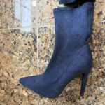Shoe Dazzle Navy Blue SCARLETTE Faux Suede Heeled Booties Shoes Womens 6 Photo 3