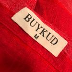 BUYKUD women’s red linen striped jumpsuit M medium boho casual Photo 2