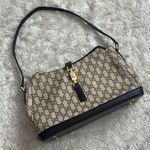 Cute Neutral Buckle Clasp Shoulder Bag Gold Hardware Faux Leather Photo 0