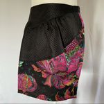 English Rose New  Metallic Floral Jacquard Mini Skirt Black Pink Photo 1