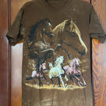 Vintage Brown Horse Graphic Tie Dye T Photo 0