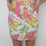 Vintage 80s Punto Linea Plaid and Floral Pencil Mini Skirt Size M Photo 1