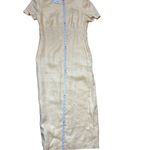 Maggy London Vintage  Light Pastel Yellow embroidered linen maxi sheath dress sz Photo 9