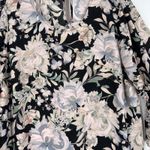 Rose & Olive Black Floral Bell Sleeve Keyhole Neck Blouse‎ Size 1X Dark Romantic Pink Photo 5