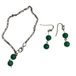 Handmade Earrings‎ and bracelet  jade and gold tone earrings and bracelet Photo 0