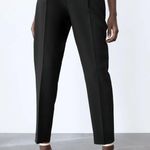 ZARA pants creased black belted business casual high waisted Photo 3