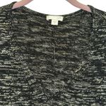 J. Jill V Neck Heathered Knit Short Sleeve Silk Blend Sweater Dress Black Size L Photo 1