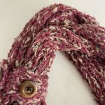 EUC women’s burgundy cream double loop infinity thick knit plush scarf buttoned Red Photo 4