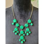 Women Green Statement Bib Necklace With Gold Chain And Lobster Claw Lock Jewelry Photo 2