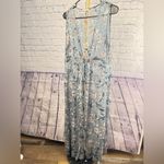 easel  Floral Maxi Duster Kimono Open Coverup Shawl Wrap Size Medium Blue floral Photo 2