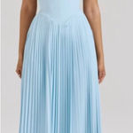 House Of CB  L D-DD  ‘Marcella’ Ocean Blue Pleated Maxi Dress NWOT Photo 0