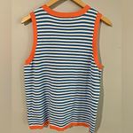 Staccato Blue White Striped Knit Sweater Tank with Orange Trim XL Photo 8