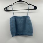 ZARA  Blue Soft‎ Feel Fuzzy Crop Spaghetti Strap Y2K Tank Top Size L Photo 2