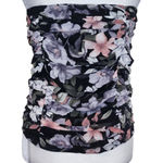 Honey Punch  Black Floral Strapless Top NWT Size Medium Ruched Strapless Blouse Photo 0