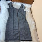 H&M Divided Cap Sleeve Front Zipper Metallic Silver Body Con Dress Size 4 Photo 12