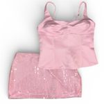 White Fox Boutique  Set Light Pink, Bustier Medium and Sequin Skirt Small Photo 0
