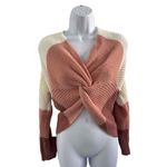 Almost Famous Blush Colorblock Twist Front Knit Sweater 1X cropped monochrome Photo 3