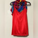 Peter Nygard  women's large multicolor roll sleeve tunic red beaded sheer light Photo 5