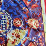 VINTAGE Womens CATHAYA 100% Silk Scarf Wrap 34"X34" Red Blue Multi Print Square Photo 9
