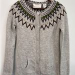Coincidence & Chance Cardigan Sweater S Womens Wool Blend Fair Isle Knit Gray Photo 0