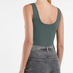 EXPRESS Scoop Neck Thong Bodysuit in Basil Photo 1