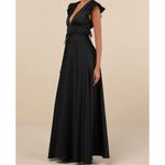 Lulus NWOT  Women's I'm All Yours Black Satin Cutout Ruffled Maxi Dress M Formal Photo 2