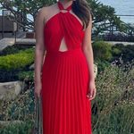 ZARA  dress maxi red pleated Elegant Halter wedding party evening  Photo 2