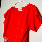NWT Michael Michael Kors Burnt Orange Short Sleeve Fringe Bottom Top Size XS Photo 1